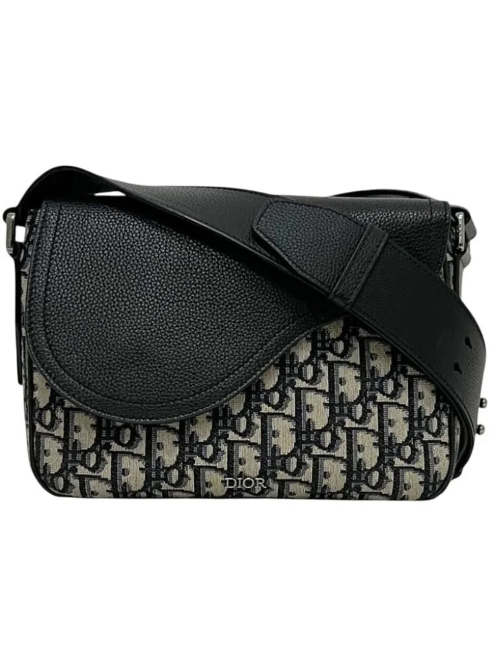 Dior Shoulder Bag Saddle Small Oblique Canvas Leather Black